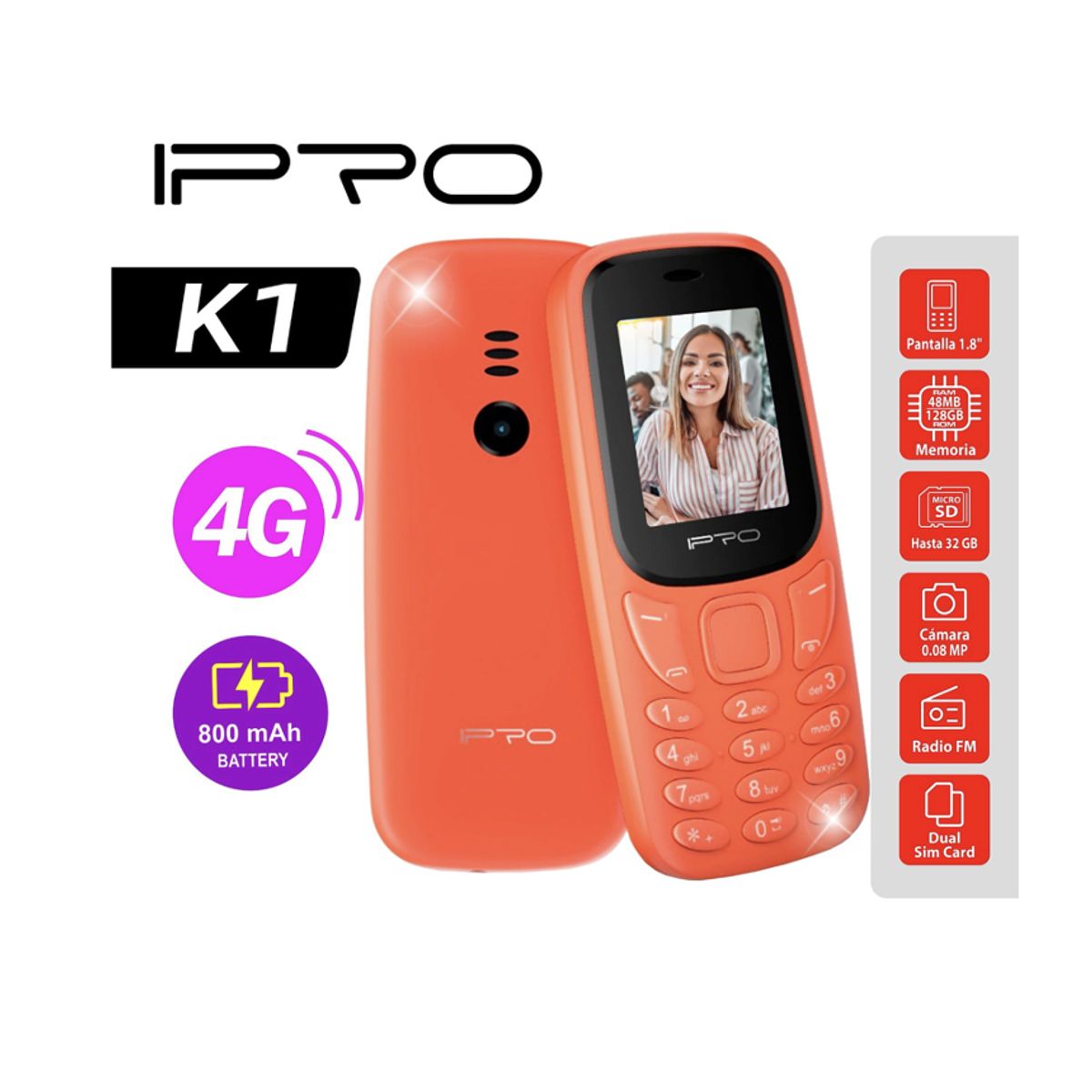 IPRO - CELULAR BASICO  IPRO K1 4G PANTALLA 1.8"