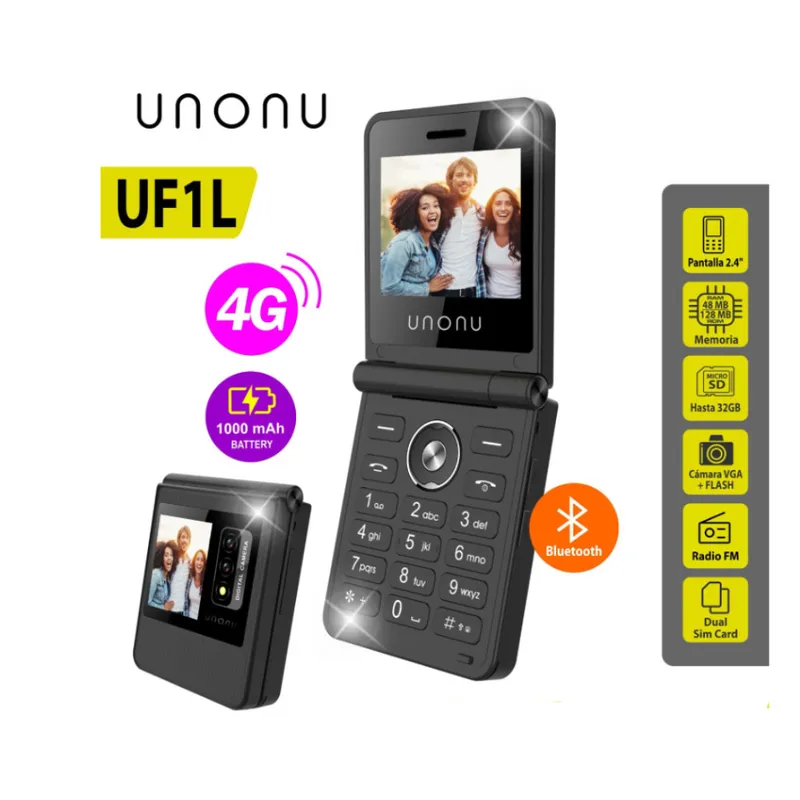 UNONU - CELULAR BASICO  UNONU UF1L TAPA  4G PANTALLA 2.4"