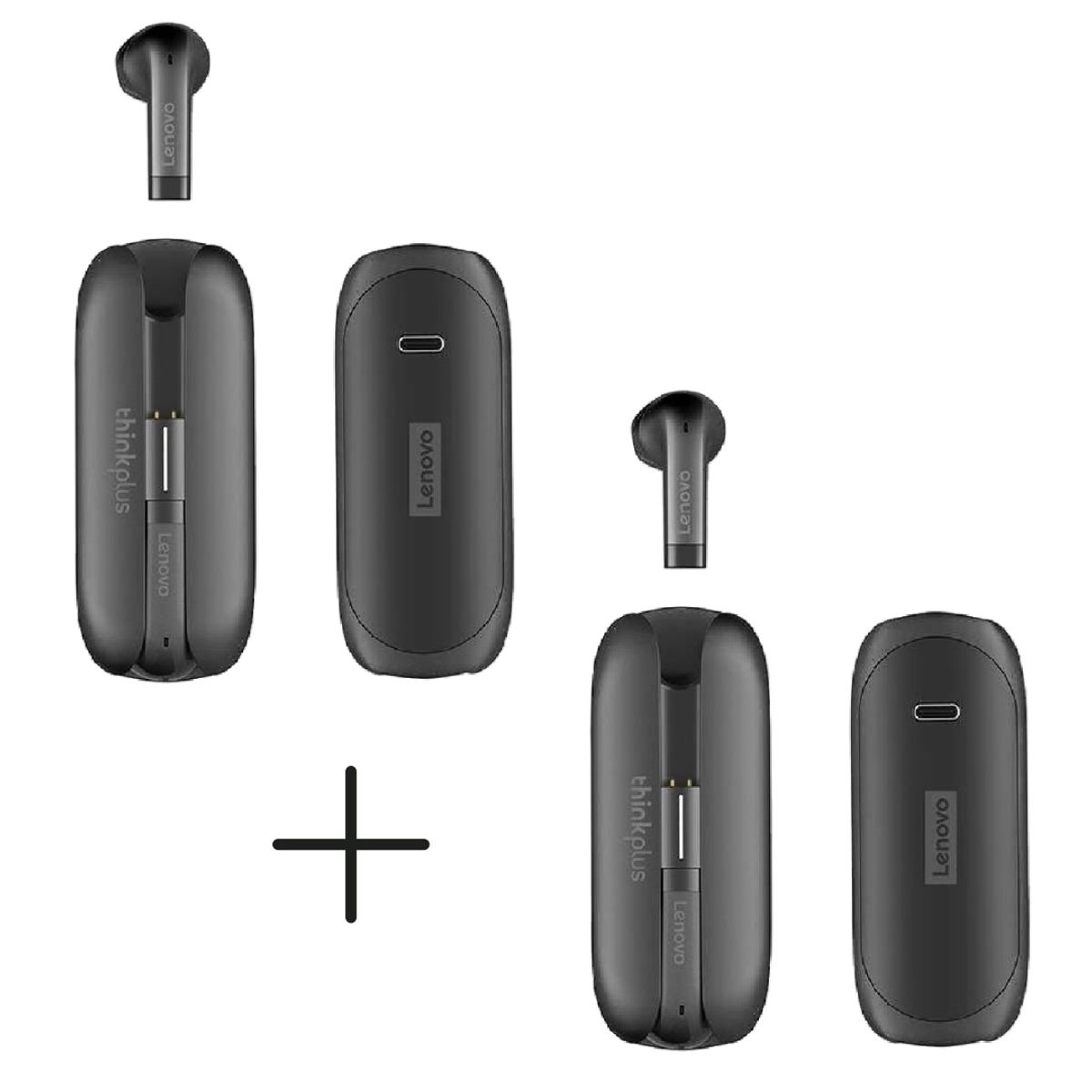 LENOVO - Audífonos Bluetooth Lenovo TW60 Negros Pack x 2 Unidades