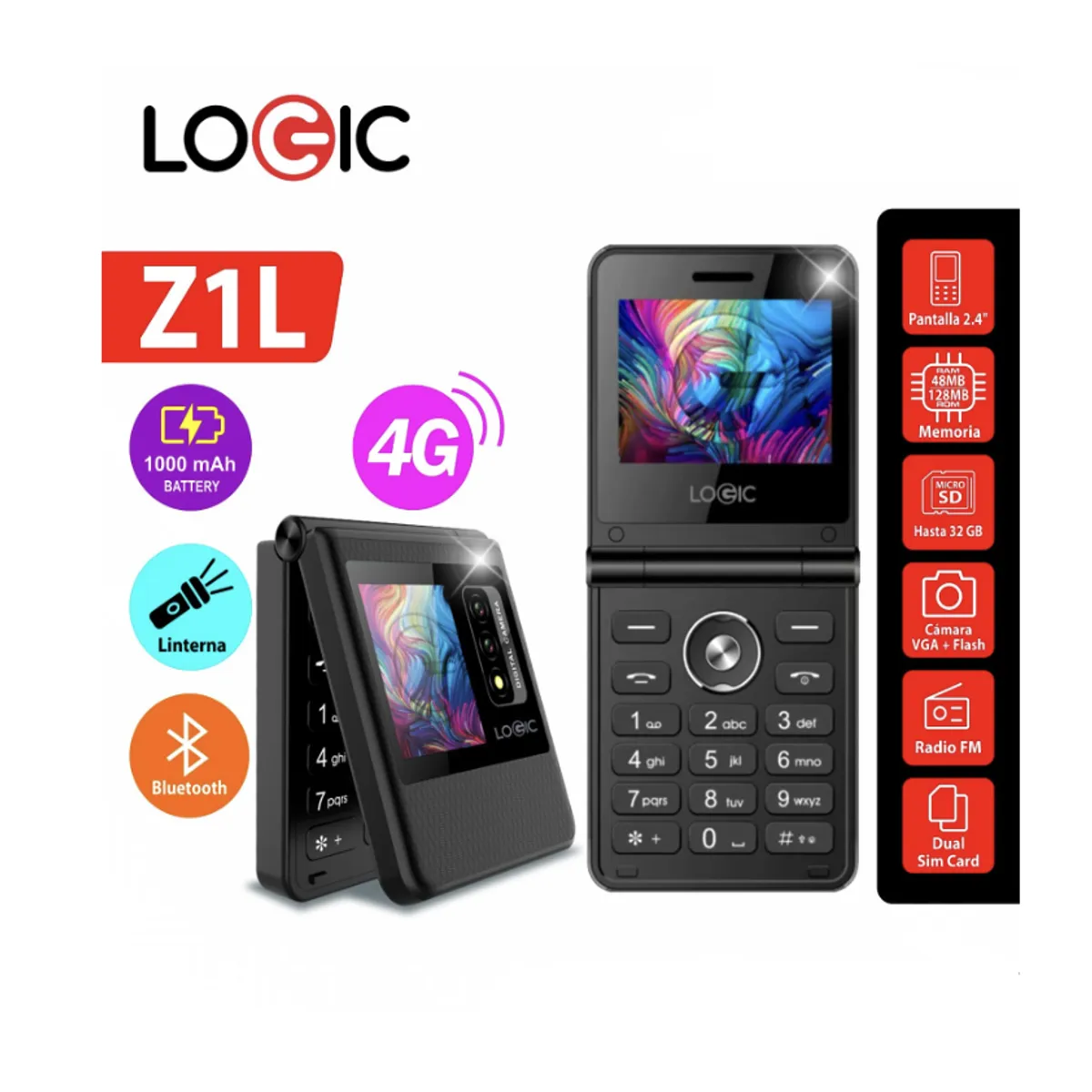 LOGIC - CELULAR BASICO  LOGIC Z1L TAPA  4G PANTALLA 2.4"