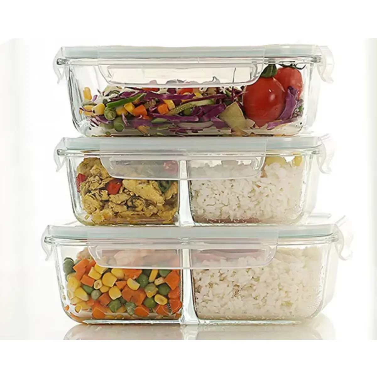 PENTHA - Taper de Vidrio Hermético con Divisiones Set 3 Unidades