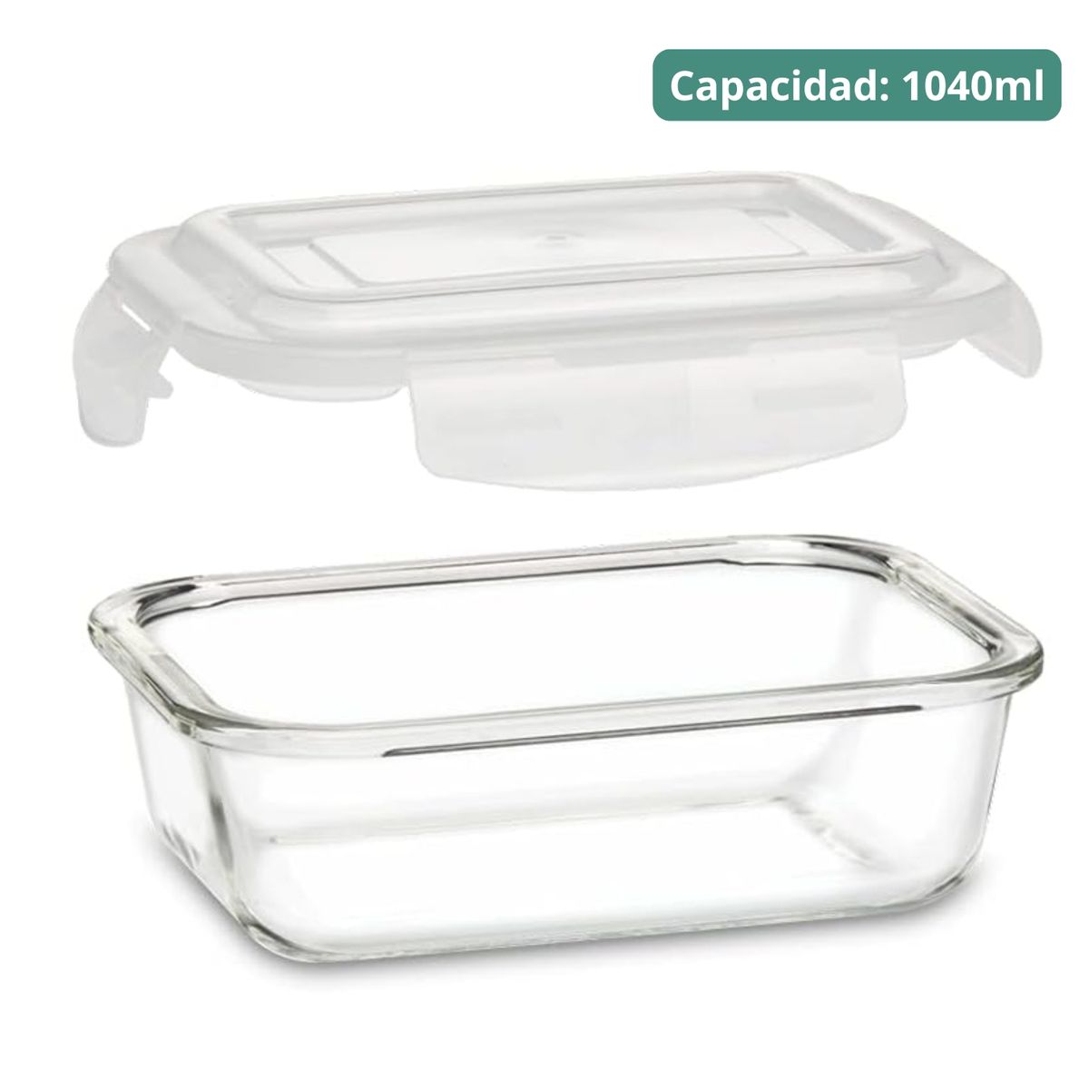 PENTHA - Taper de Vidrio Hermético Rectangular 1040ml