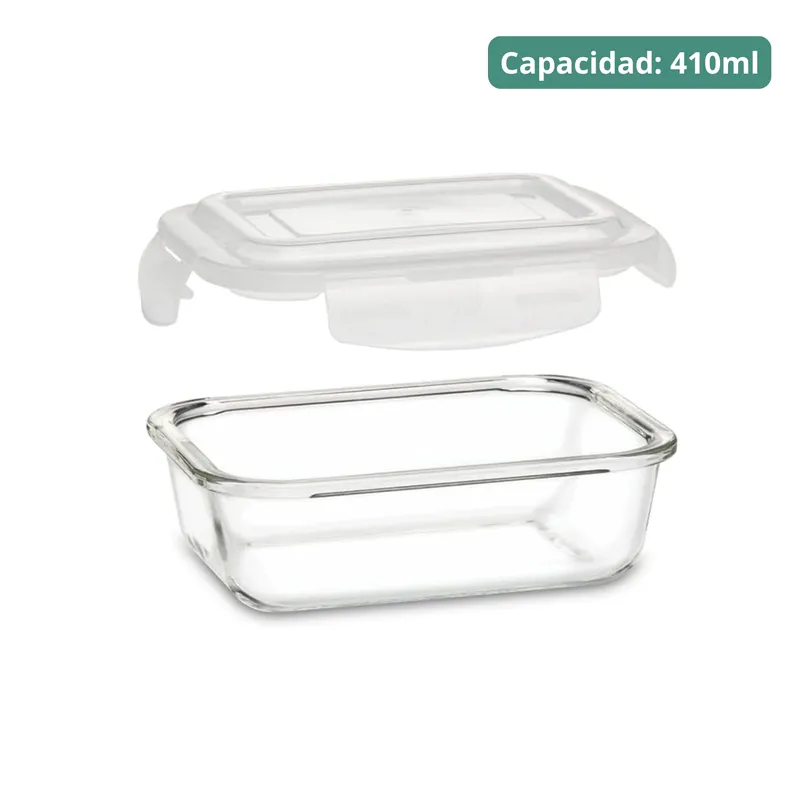 PENTHA - Taper de Vidrio Hermético Rectangular 410ml