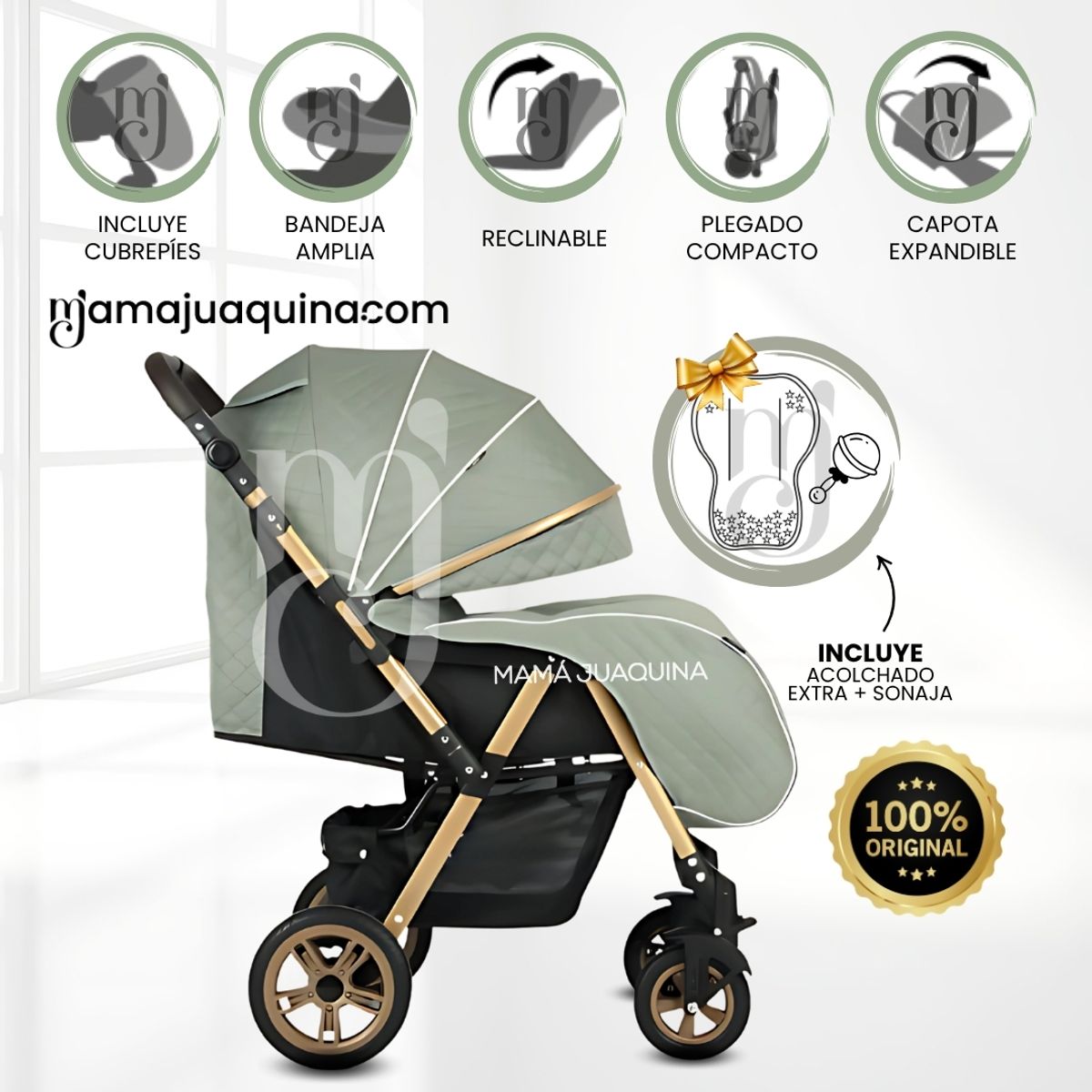 BABY - Coche Cuna de Lujo «VALEN PRO» Limited Edition Green