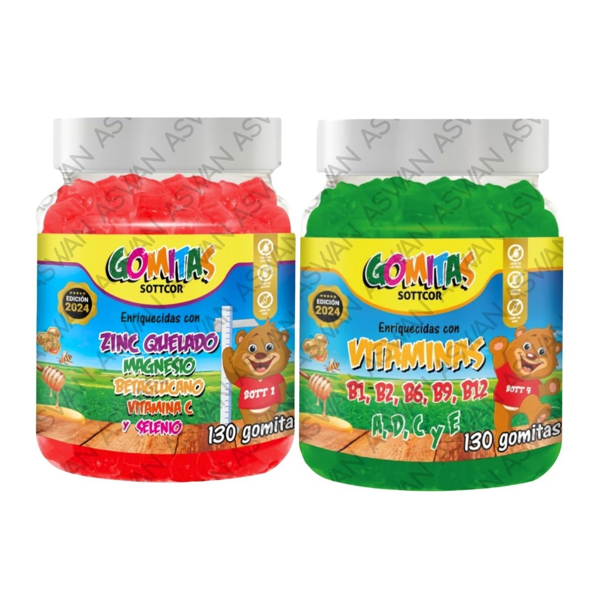 GENERICO - PACK NIÑOS DE ZINC QUELADO & MULTIVITAMINAS 130 GOMITAS - SOTTCOR