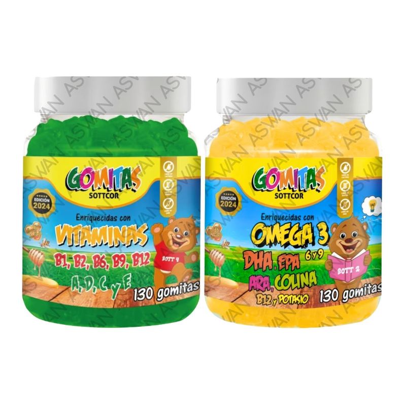 GENERICO - PACK NIÑOS DE MULTIVITAMINAS & OMEGA 3 130 GOMITAS - SOTTCOR