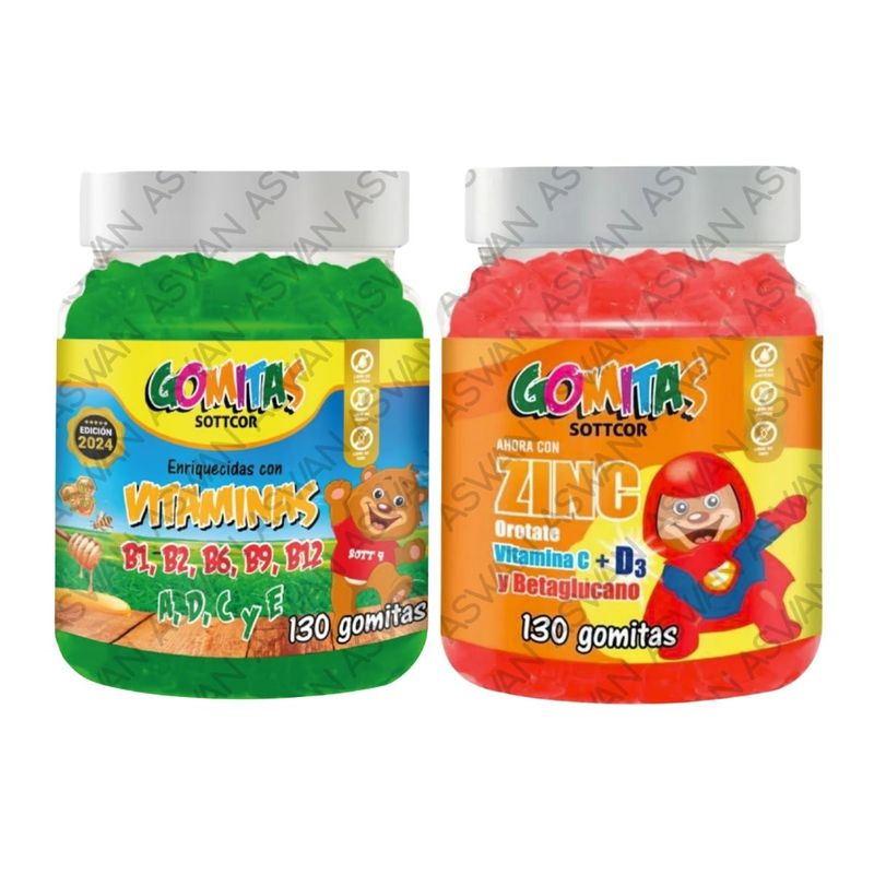 GENERICO - PACK NIÑOS DE MULTIVITAMINAS & ZINC OROTATE 130 GOMITAS - SOTTCOR