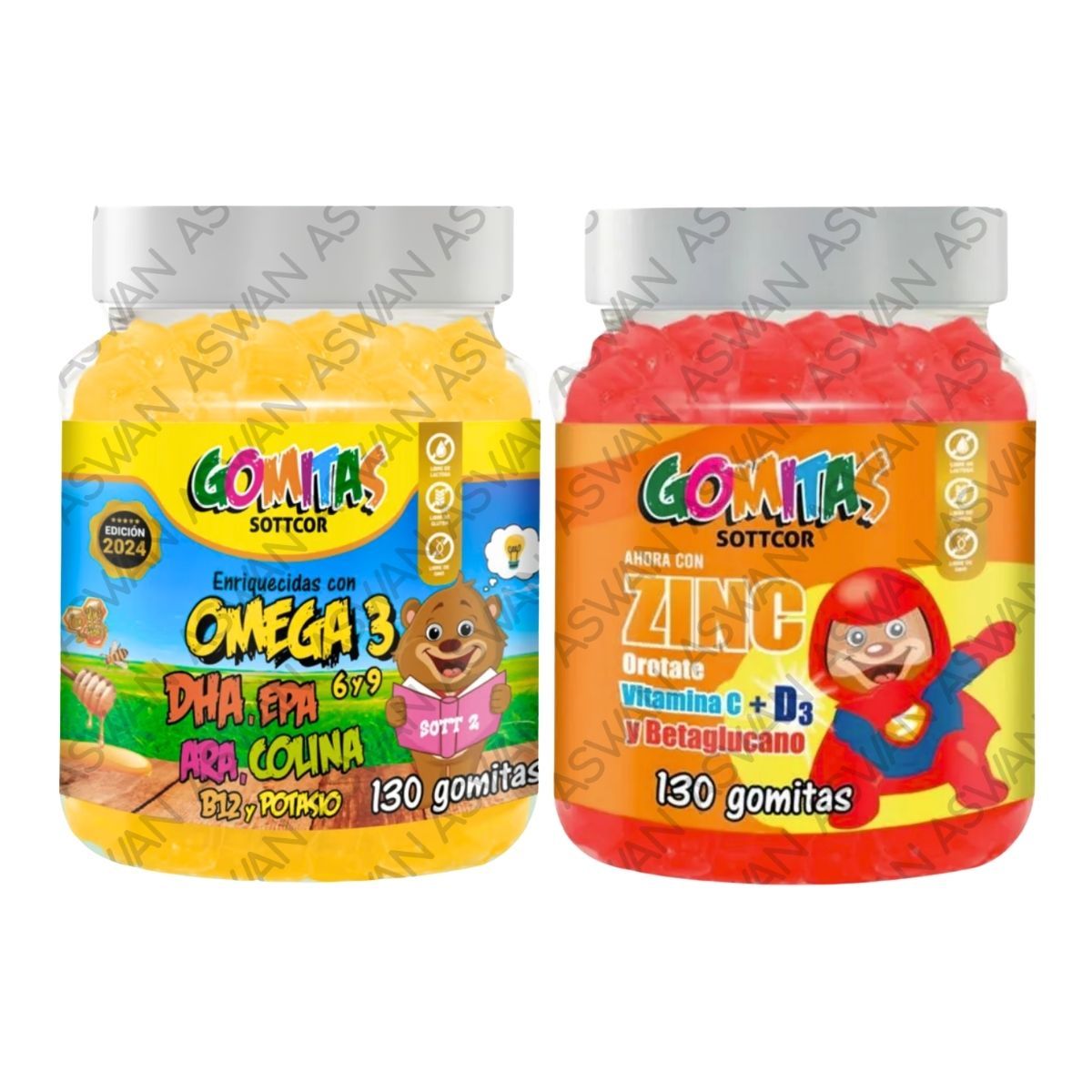 GENERICO - PACK NIÑOS DE OMEGA 3 & ZINC OROTATE 130 GOMITAS - SOTTCOR