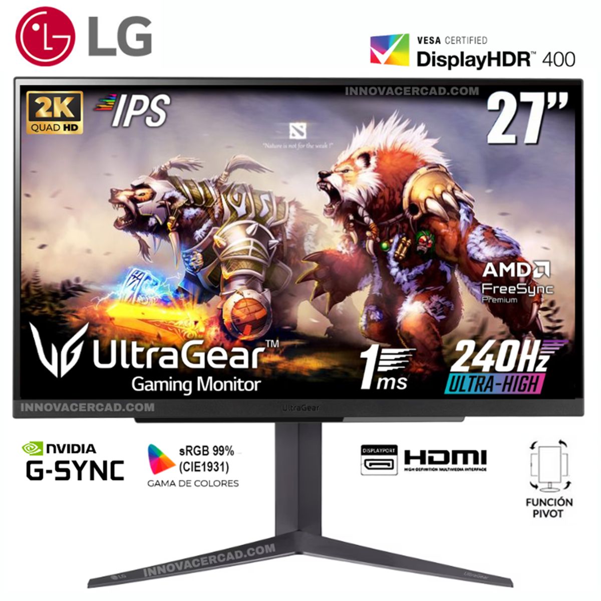 LG - Monitor Gaming LG 27GR83Q-B 27 UltraGear IPS 2K QHD 240Hz 1ms