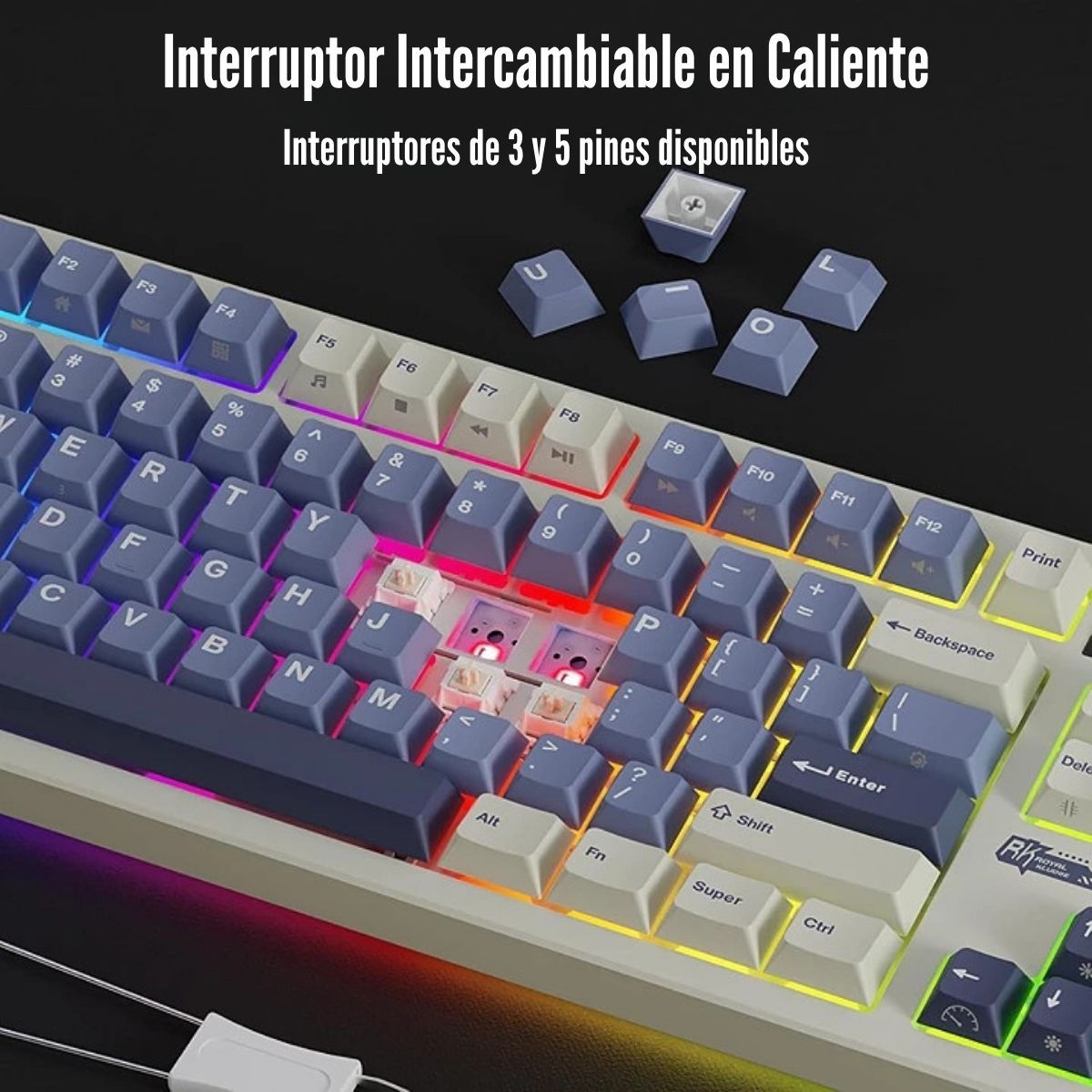 ROYAL KLUDGE - Teclado Royal Kludge S85 Wireless TKL Horizon Blue Switch Cloud