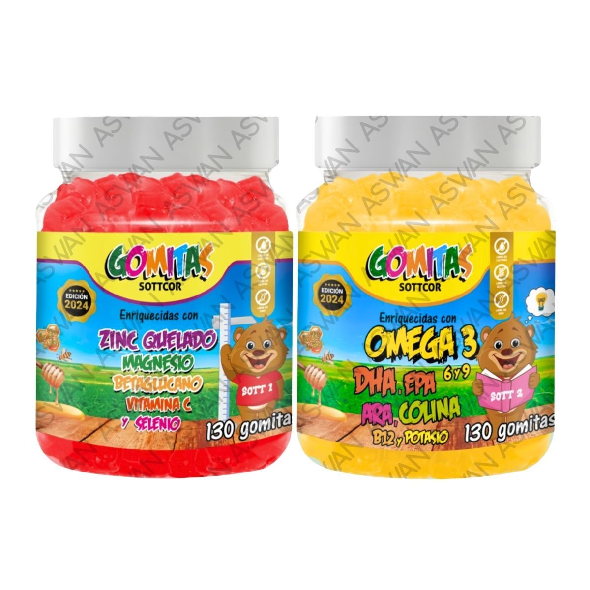 GENERICO - PACK NIÑOS DE ZINC QUELADO & OMEGA 3 130 GOMITAS - SOTTCOR