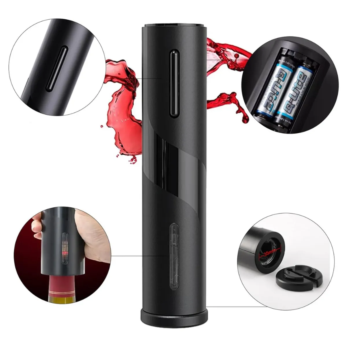 INSPIRA - Set Sacacorcho Eléctrico de Vino a Batería con Accesorios