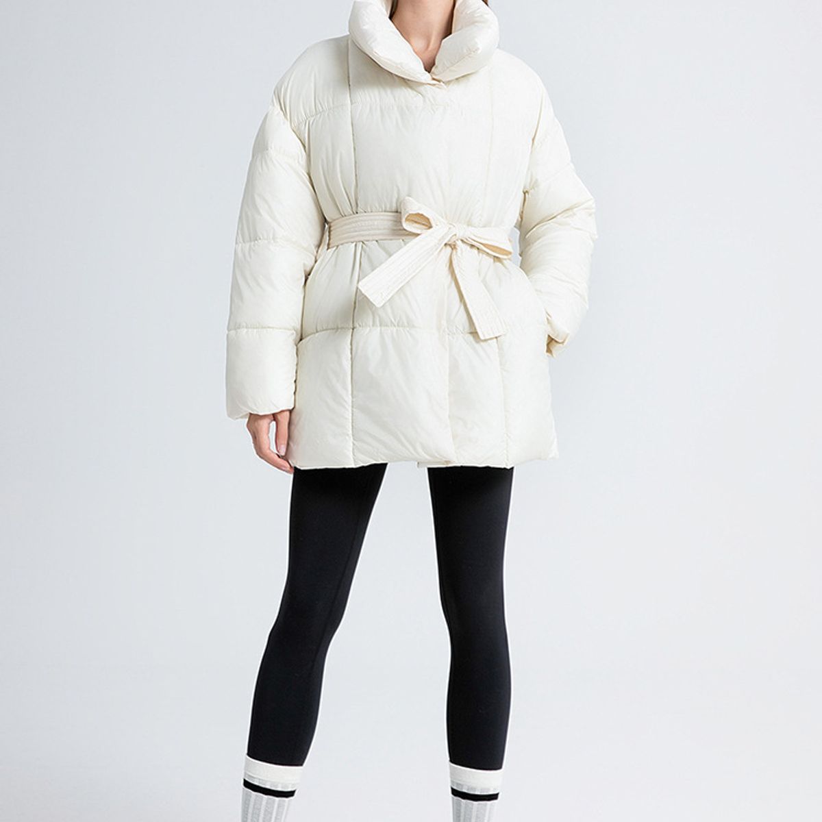 GENERICO - CASACA CASUAL LARGA MUJER CON CINTURON