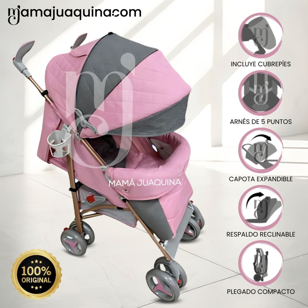 BABY - Coche Bastón Deportivo «SUPREME PLUS» Pink