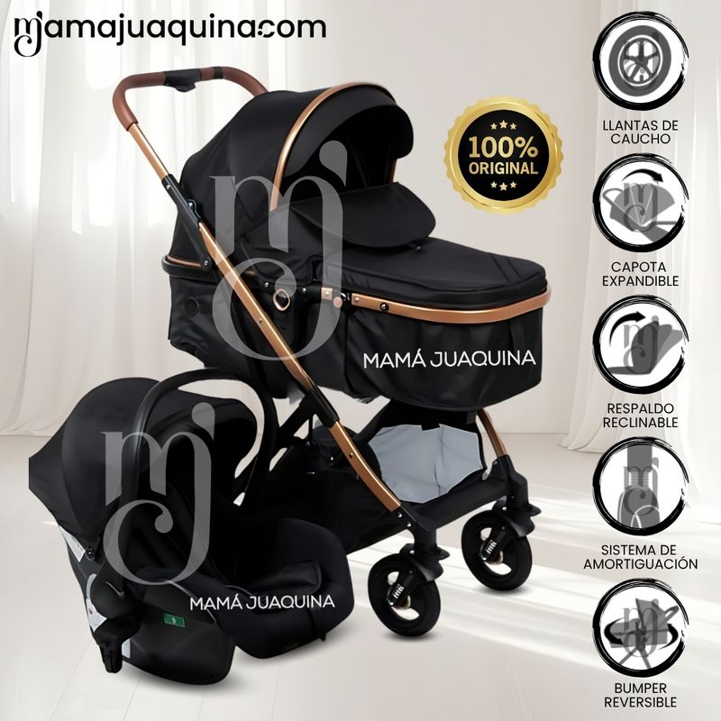 EBABY - Coche Moisés Travel System «RONDA PRIME» con Porta bebé Black