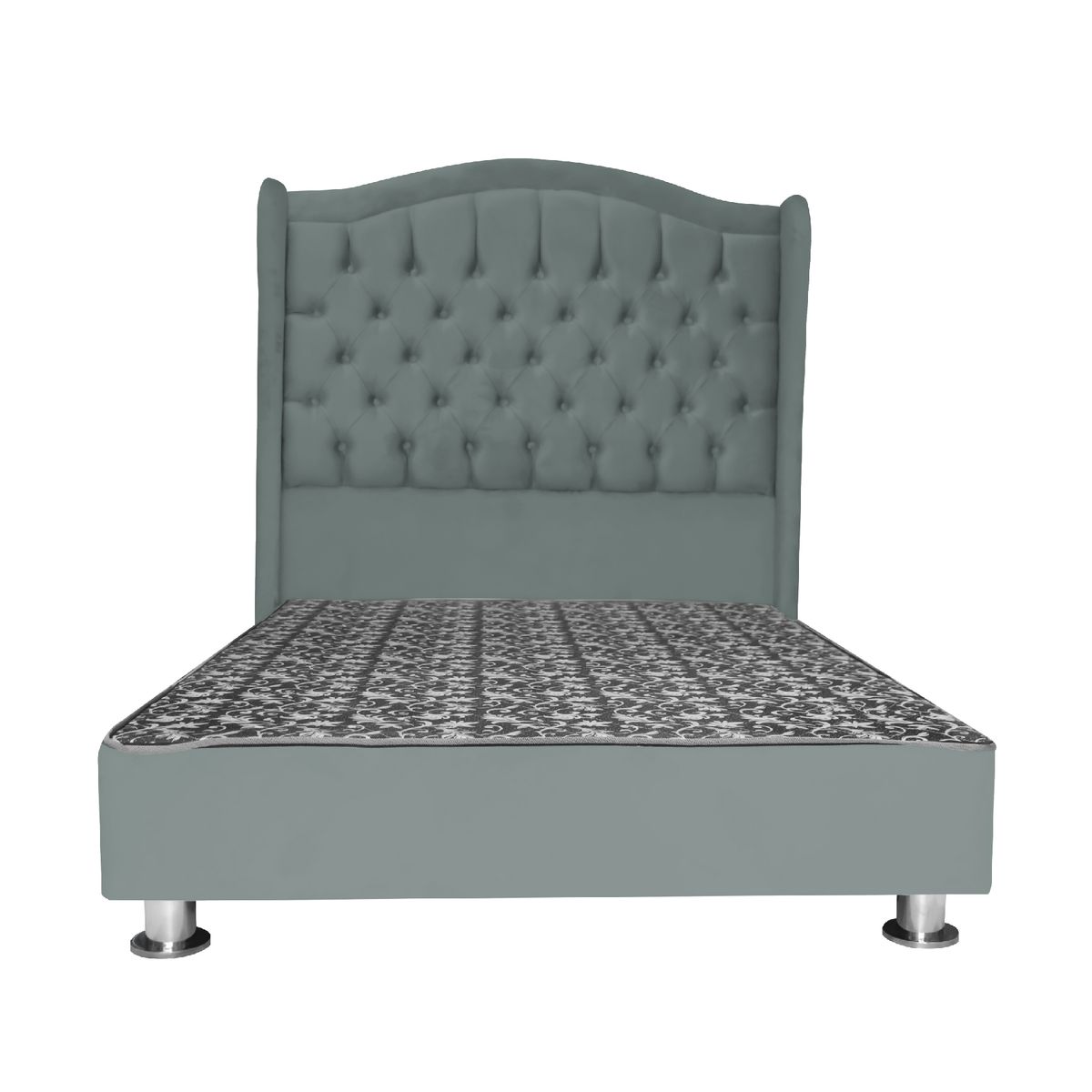 MUEBLES MACRUMO - Cama tapizada Princesa Queen -  Color Gris oscuro