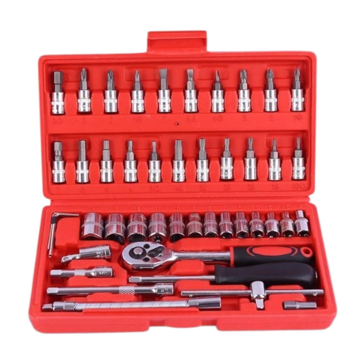 GENERICO - Set de Llaves, Dados y Accesorios – 46 Piezas para Uso Profesional