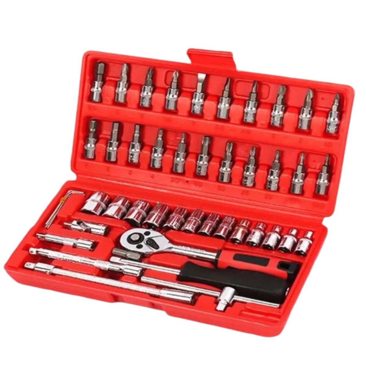 GENERICO - Set de Llaves, Dados y Accesorios – 46 Piezas para Uso Profesional