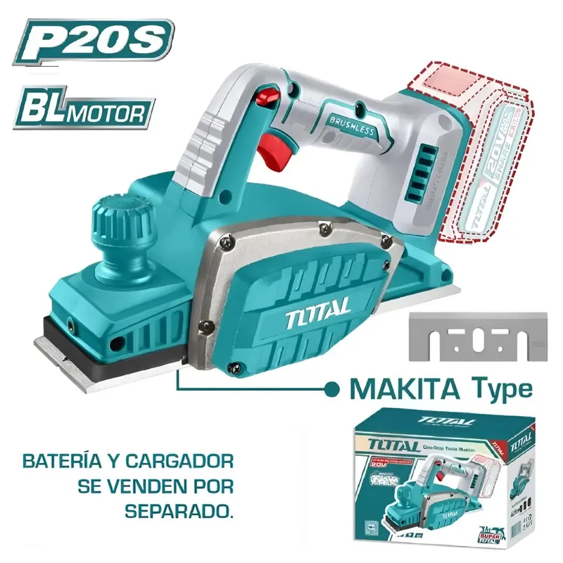 TOTAL TOOLS - Cepillo Carpintero Inalámbrico 20v Total - TRLI20401
