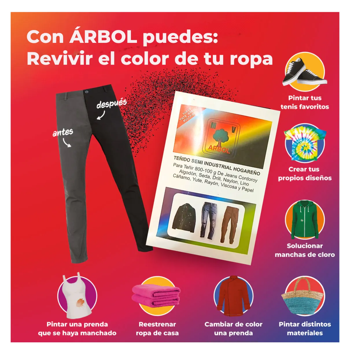 GENERICO - Tinte en polvo renovar jean zapatillas ropa algodón lona x2und