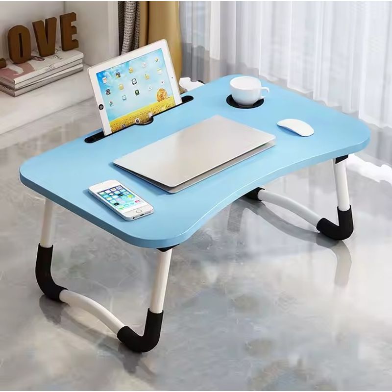 GENERICO - MESA PLEGABLE PARA LAPTOP CON RANURA Y POSAVASOS - CELESTE