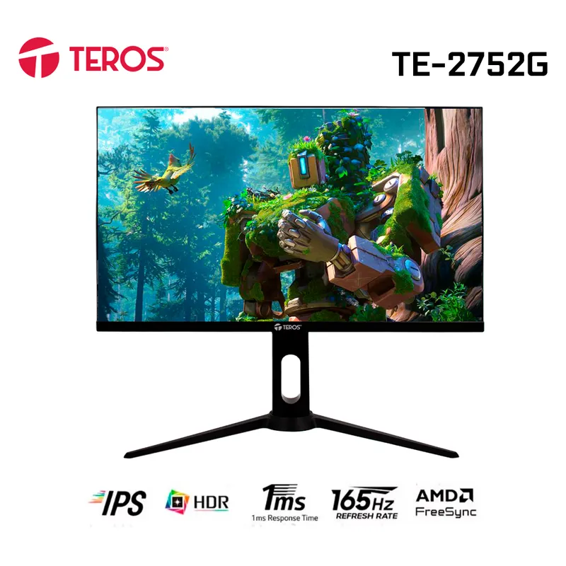 TEROS - Monitor plano Gaming TEROS TE-2752G, 27"FHD IPS, 165Hz, 1 ms, HDMI, DP