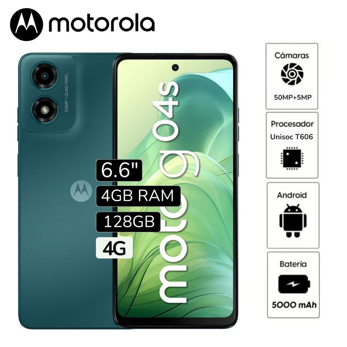 MOTOROLA - Celular Motorola Moto G04S 6.6"  Pulg.  4GB RAM 128GB - Verde