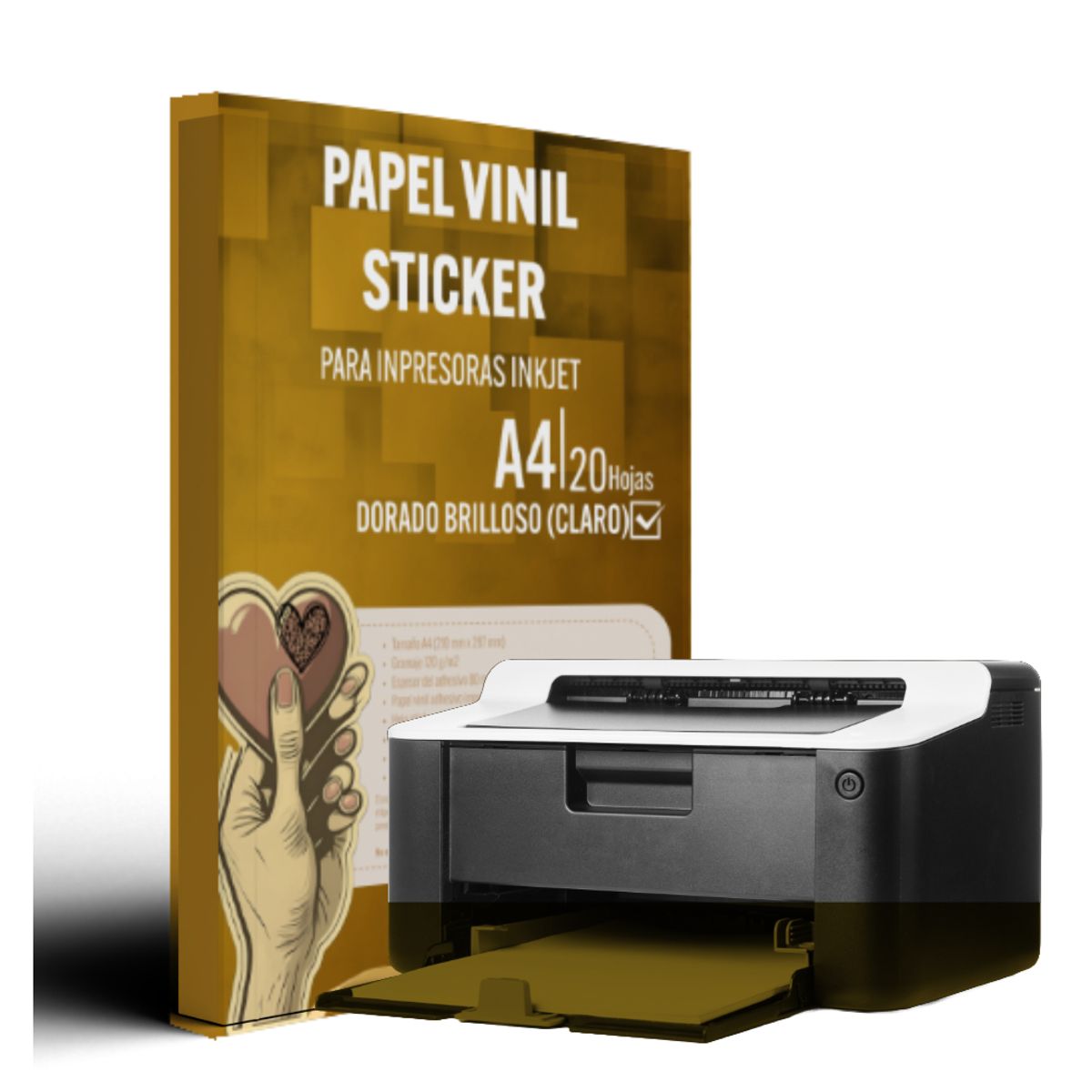 GENERICO - Vinil Adhesivo Imprimible Dorado A4 X20H