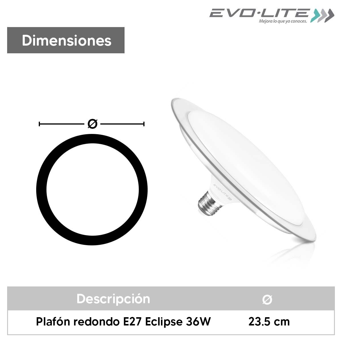 EVOLITE - Plafón Eclipse 36W Evolite 3 luces