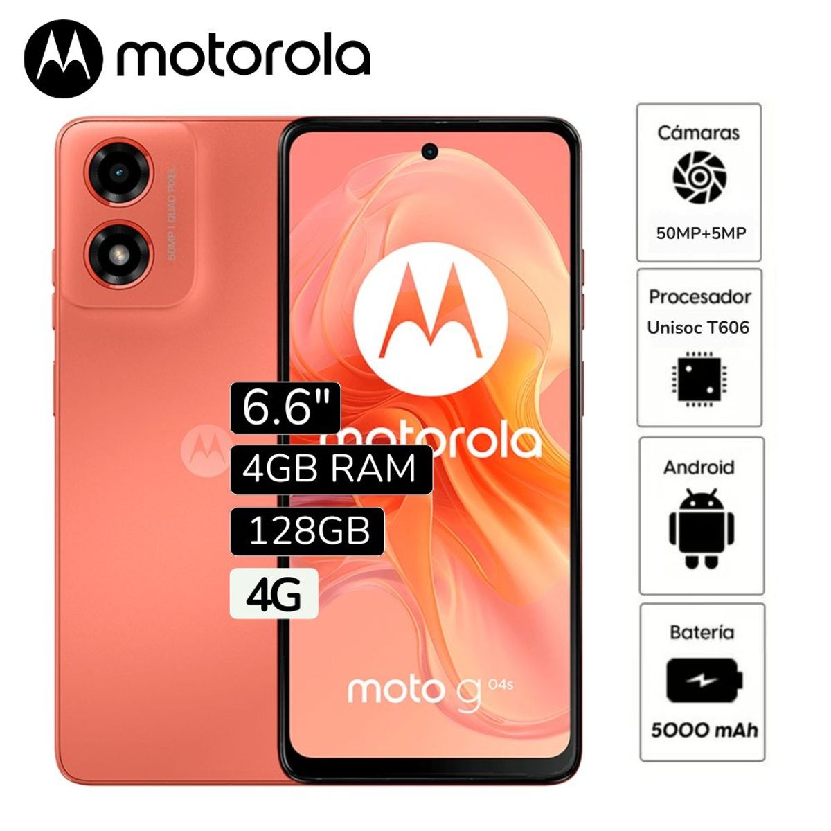 MOTOROLA - Celular Motorola Moto G04S 6.6"  Pulg.  4GB RAM 128GB - naranja