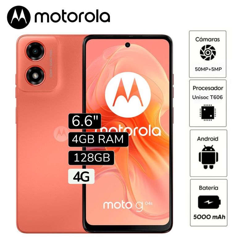 MOTOROLA - Celular Motorola Moto G04S 6.6"  Pulg.  4GB RAM 128GB - Naranja
