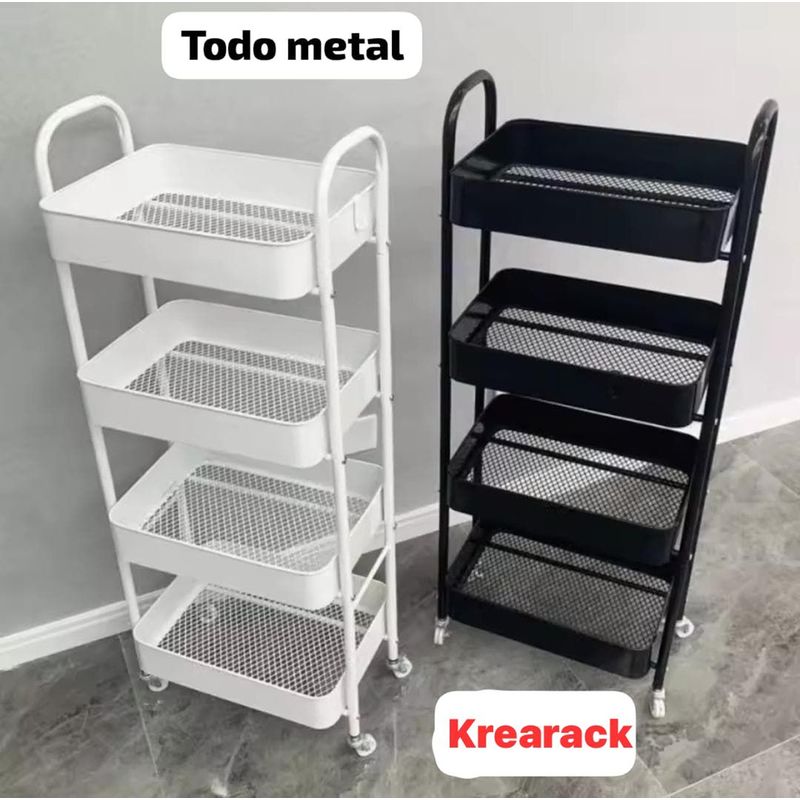 GENERICO - CARRITO ORGANIZADOR MULTIUSO 4 NIVELES METAL NEGRO