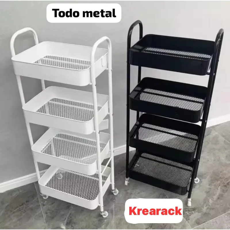GENERICO - CARRITO ORGANIZADOR MULTIUSO 4 NIVELES METAL BLANCO