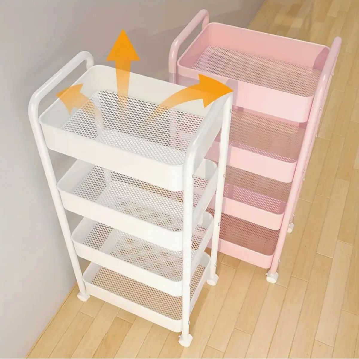 GENERICO - CARRITO ORGANIZADOR MULTIUSO 4 NIVELES METAL BLANCO