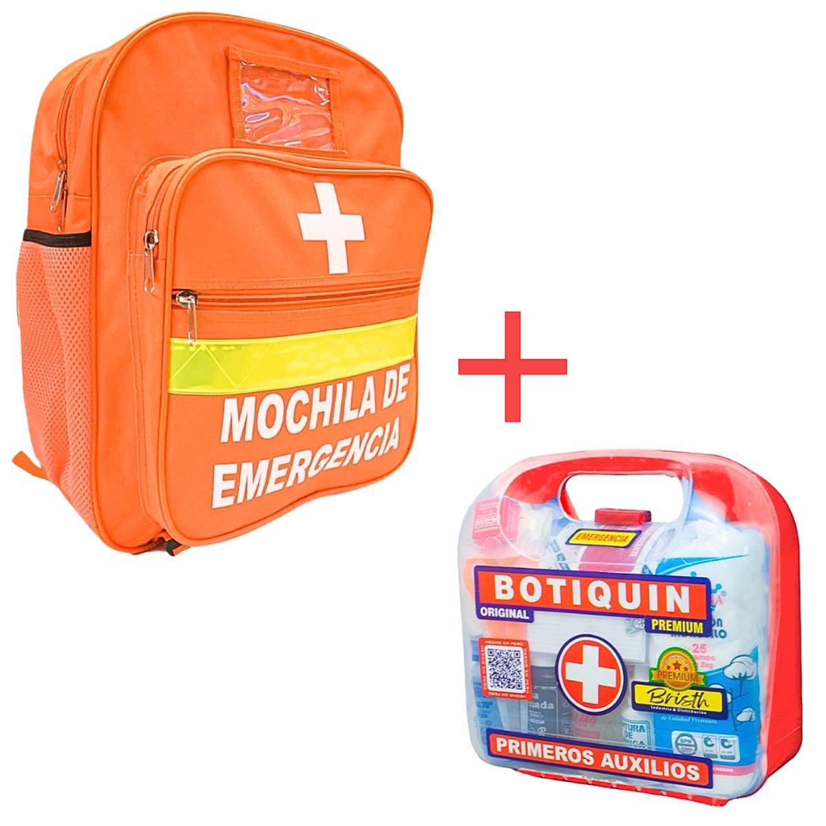 GENERICO - Mochila de Emergencia más Botiquín implementado Pack2en1