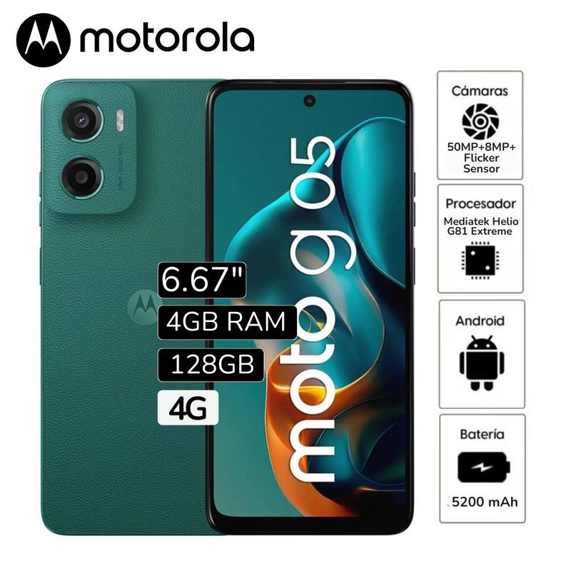 MOTOROLA - Celular Motorola Moto G05 6.67"  Pulg.  4GB RAM 128GB - Verde