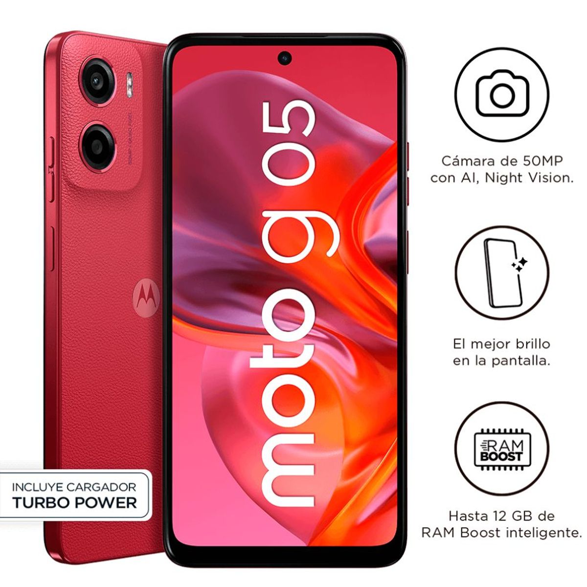 MOTOROLA - Celular Motorola Moto G05 6.67"  Pulg.  4GB RAM 128GB - Rojo