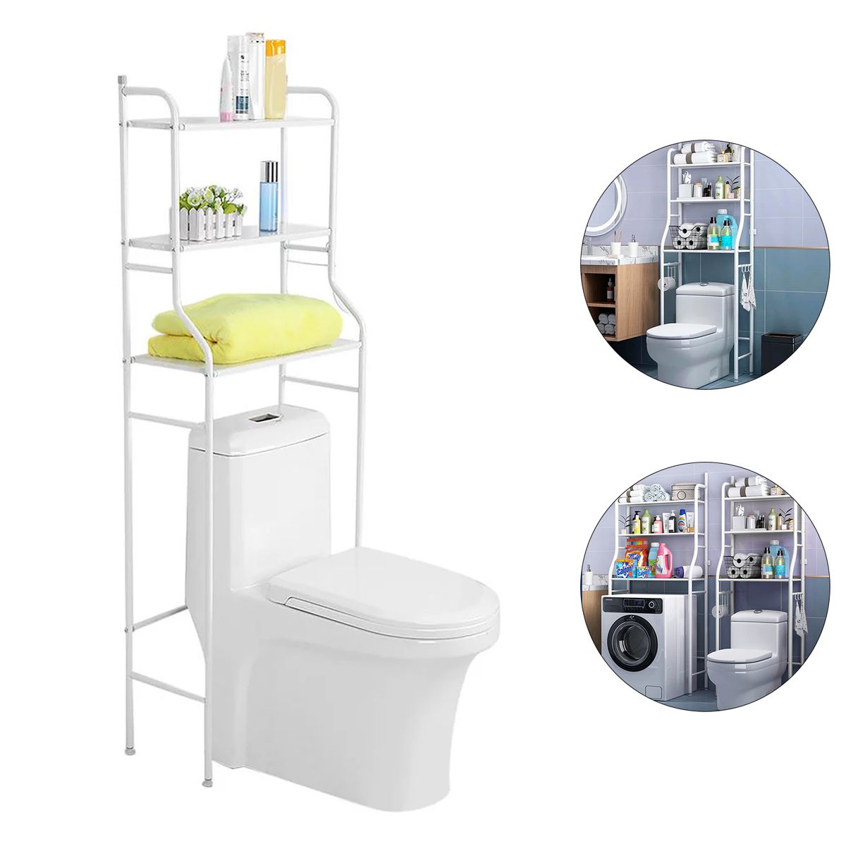 GENERICO - Estante Soporte Organizador de Baño de 3 Niveles – Blanco