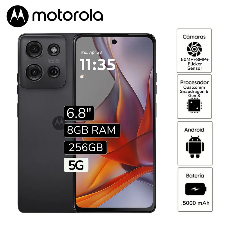 MOTOROLA - Celular Libre Motorola Moto G75 5G 6,7"  Pulg.  8GB RAM 256GB  - Gris Carbon