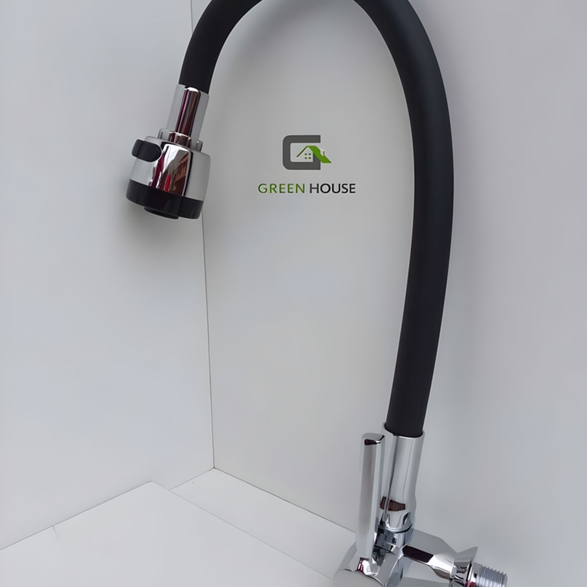 GENERICO - GRIFERIA DE COCINA  PARED AGUA FRIA FLEXIBLE NEGRO MANIJA COSTADO