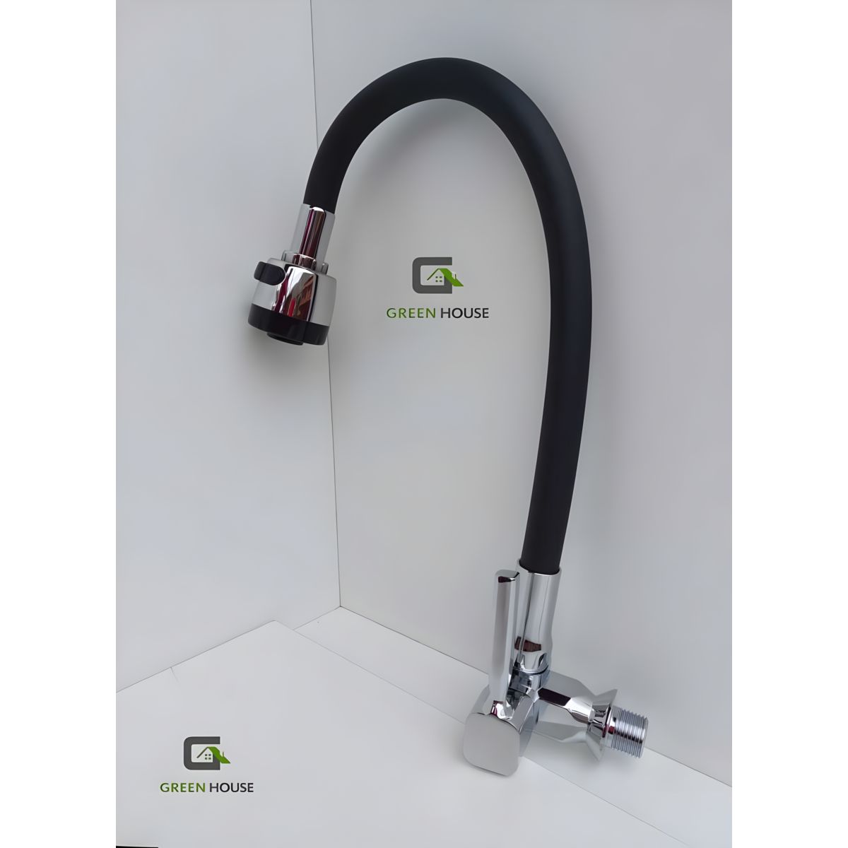 GENERICO - GRIFERIA DE COCINA  PARED AGUA FRIA FLEXIBLE NEGRO MANIJA COSTADO