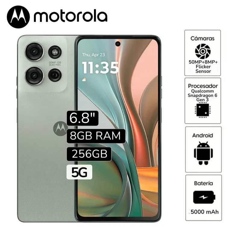 MOTOROLA - Celular Libre Motorola Moto G75 5G 6,7"  Pulg.  8GB RAM 256GB  - VERDE SOCULENTA