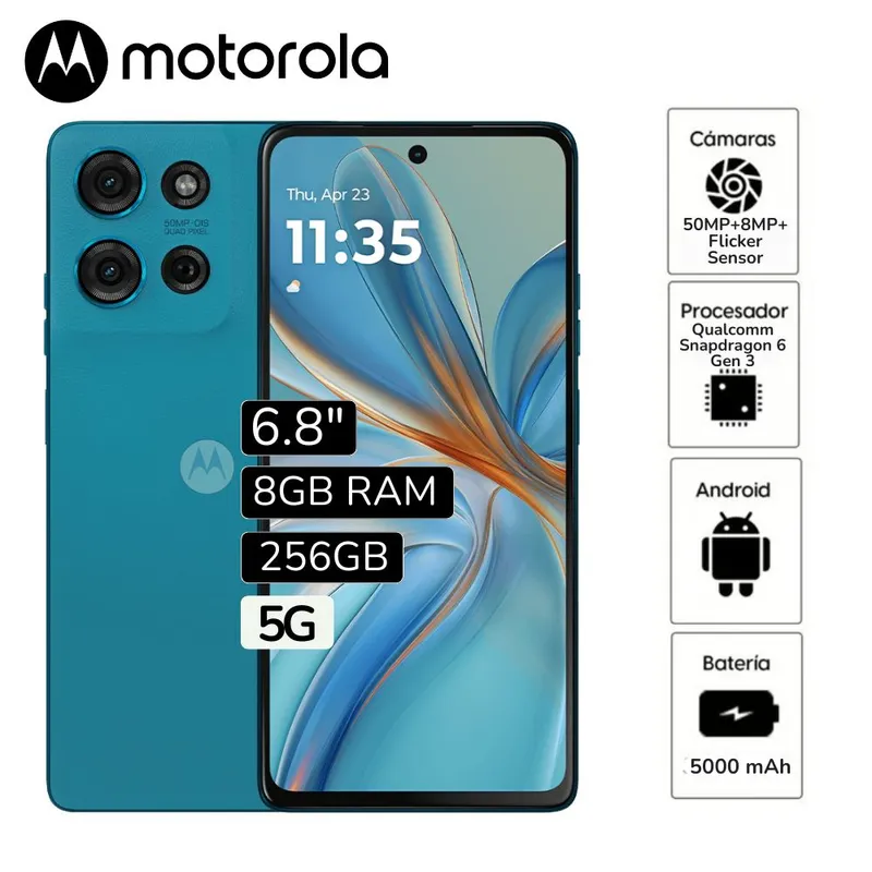 MOTOROLA - Celular Libre Motorola Moto G75 5G 6,7"  Pulg.  8GB RAM 256GB  - AZUL AQUA