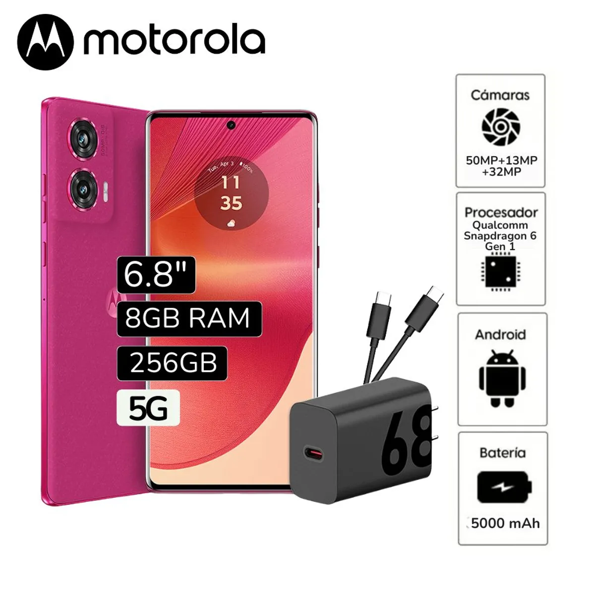 MOTOROLA - Celular Libre Motorola Moto Edge 50 Fusion 6.7" Pulg. 8GB RAM 256GB  + Audífonos Moto Buds