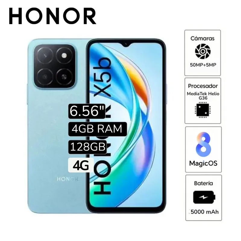 HONOR - Celular Honor X5B 6.5"  Pulg.  4GB RAM 128GB 50MP - Azul