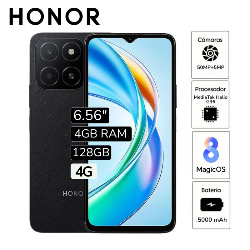 HONOR - Celular Honor X5B 6.5"  Pulg.  4GB RAM 128GB 50MP - NEGRO
