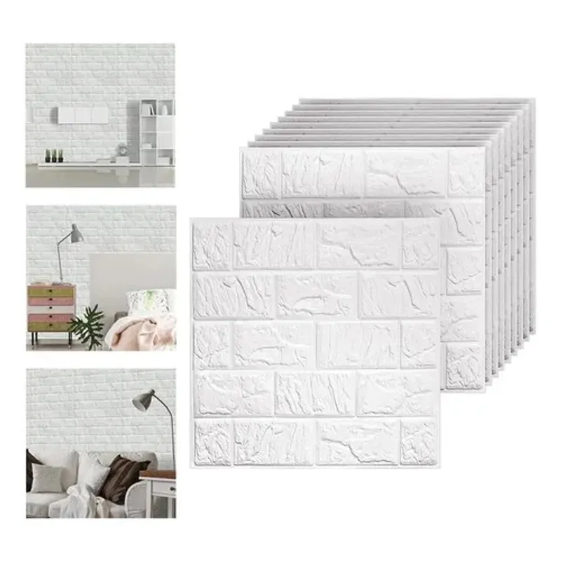EVERSO - Pack 10 Lamina Papel Mural Autoadhesivo 3d Ladrillo 70x77
