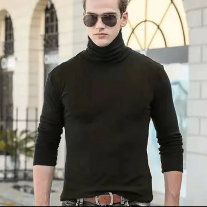 GENERICO - Cafarena Algodon Caballero Negro Cuello Alto - Tallas desde S hasta XL