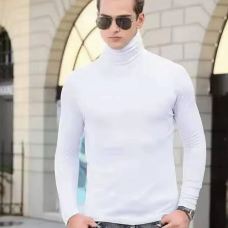 GENERICO - Cafarena Algodon Caballero Blanco Cuello Alto  - Tallas S hasta XL