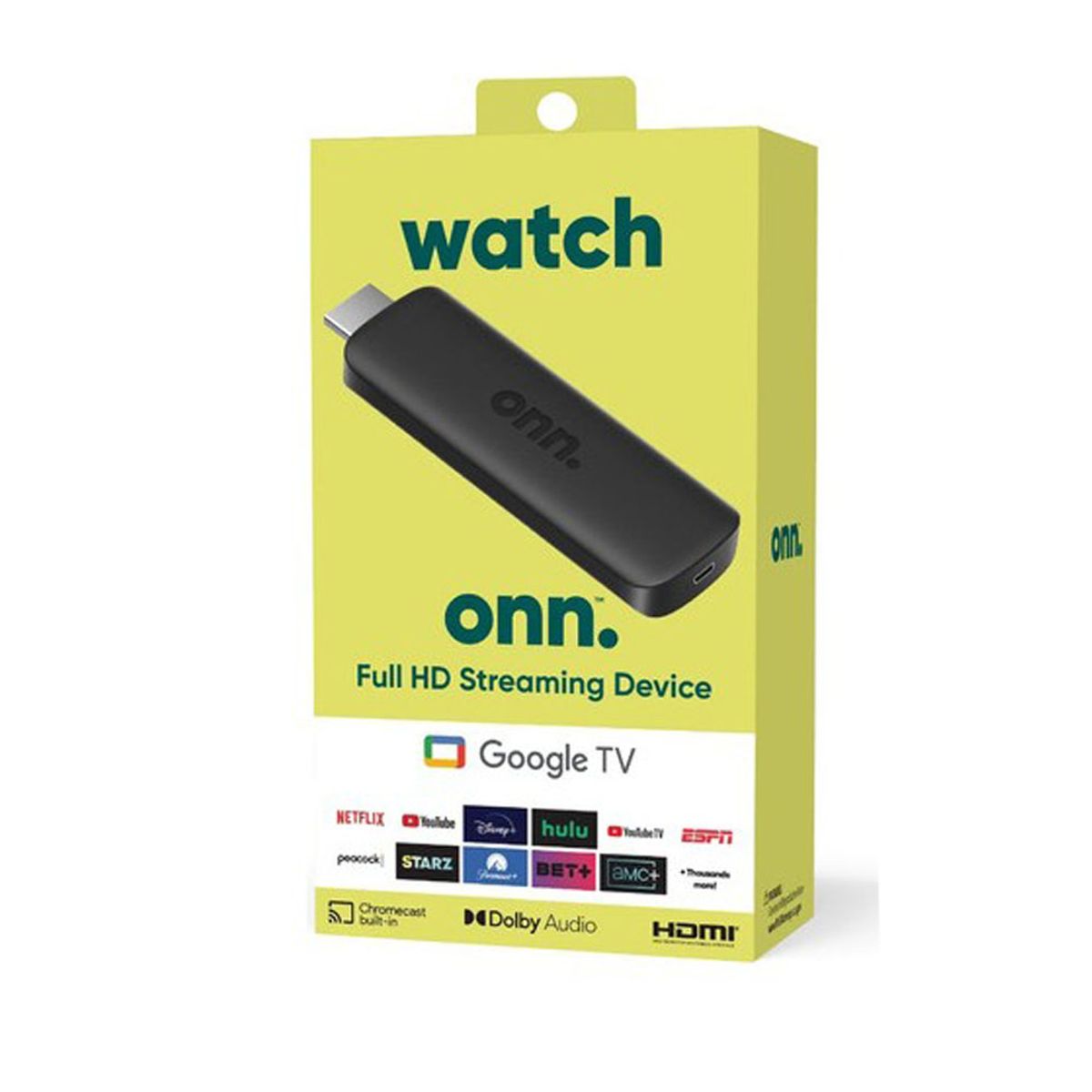 ONN - Onn watch Google Tv Full Hd Streaming 8gb 1.5 Gb Ram